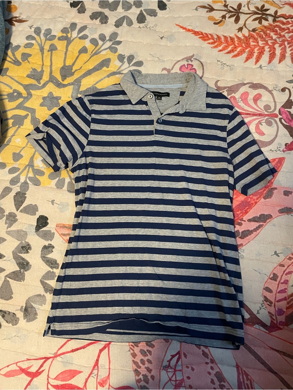 Striped Blue & Gray Polo Shirt